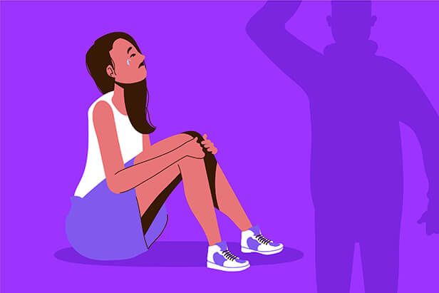 Femme qui pleure avec ombre d'homme